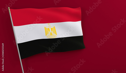 Schilderij op canvas Egyptian national flag on a pole waving