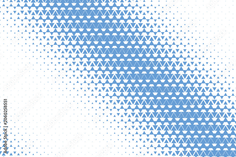 Fototapeta premium Blue and white abstract geometric pattern with fading triangles background