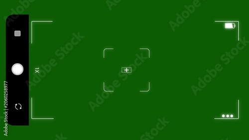 Professional Camera Screen Taking Picture and Shooting Photo Flash Effect animation in green screen background. Shooting images. Mobile Phone Camera Screen Recording Overlay in Black Background