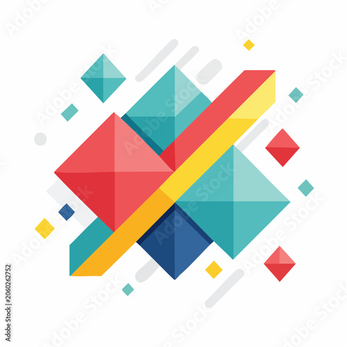Abstract Geometric Composition with Colorful Shapes