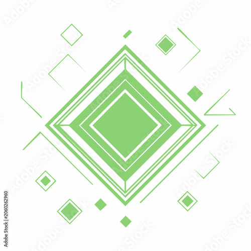 Geometric Diamond Pattern with Green Lines