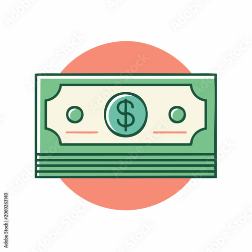 Stylized Illustration of Dollar Bills with Dollar Sign