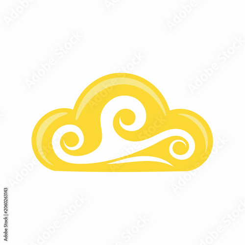 Stylized Yellow Cloud with Swirls