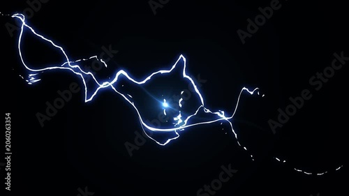 Flash FX lightning energy explosion animation featuring thunderbolt strikes, neon plasma arcs, dynamic spark bursts, anime style electric power blast, cinematic VFX overlay on black background 4K