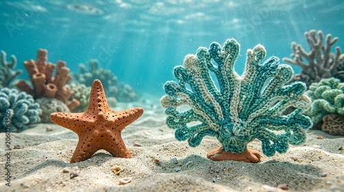 Underwater Coral Reef Scene in Colorful 3D Clay Art Style