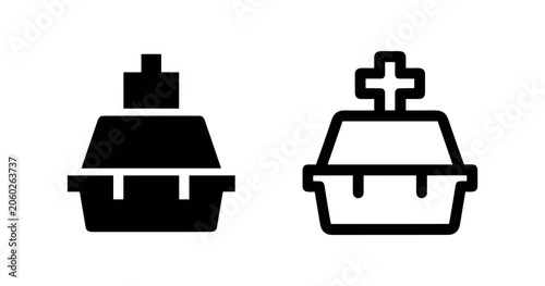 Cuadro en lienzo Baptismal font or holy water icon set