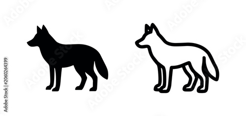 Bilde på lerret Wolf or Coyote Animal Icon Set - Wild Canine and Forest Predator Symbol