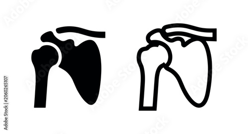 Photos Two sacrum icons, one solid and one outlined, representing the fused vertebrae a