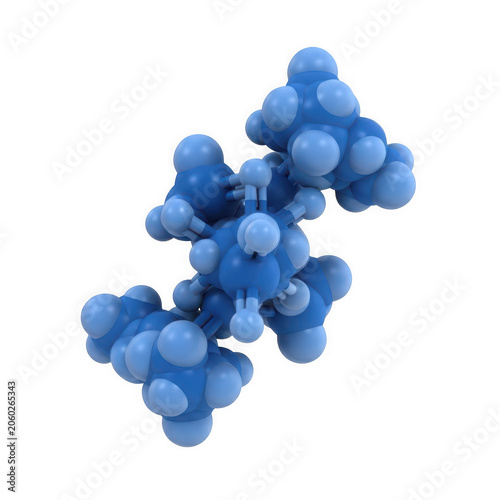 3d blue molecule model with spheres and connections