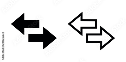 Obraz na płótnie Icon set: two opposite arrows (solid and outline)