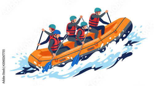 Team Rafting Adventure in Rushing White Water Rapids