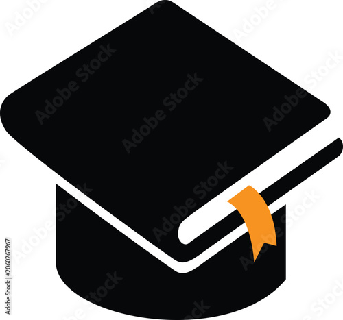 Graduation Cap Vector Icon with Baseball Cap and Hat Illustration Black Education Symbol for Business Technology and Design
