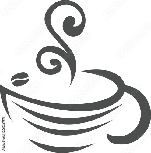 Coffee Cup with Steam and Bean Illustration