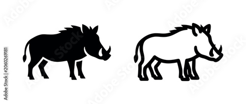 Foto Warthog Wild Pig Icon Set