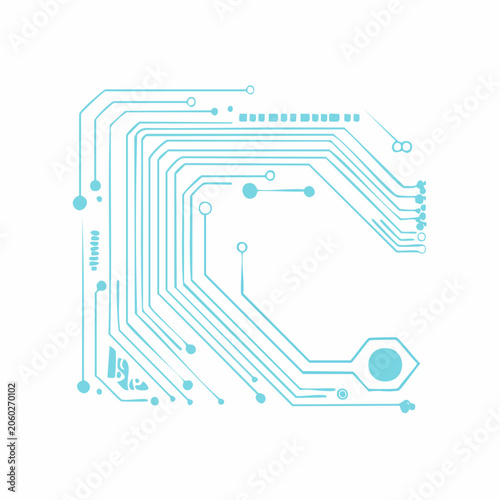 Abstract Blue Circuit Board Pattern