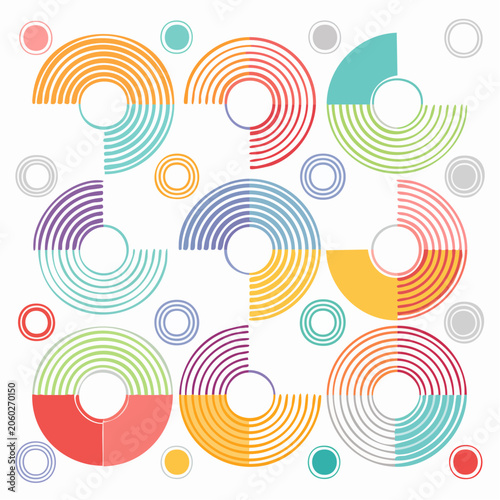 Abstract Geometric Pattern with Concentric Circles and Arcs