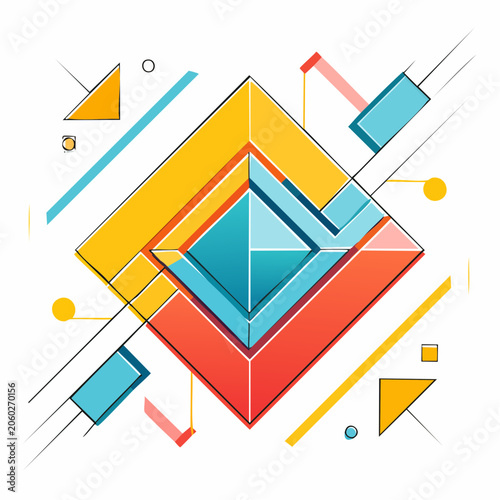 Abstract Geometric Composition with Colorful Shapes