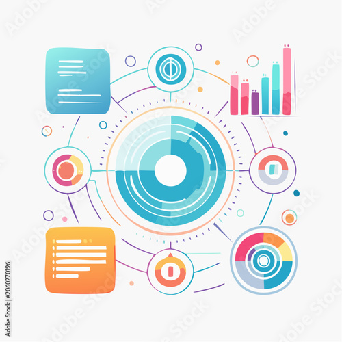Abstract Infographic Elements with Charts and Data Visualization