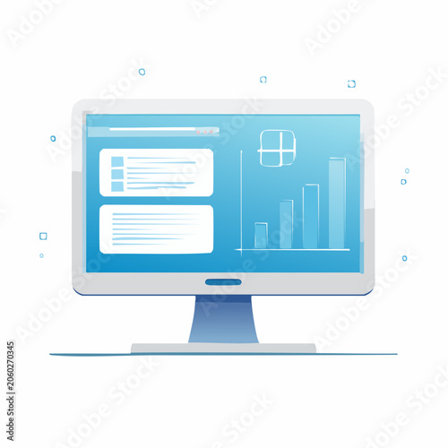Computer Monitor Displaying Business Analytics and Data Charts