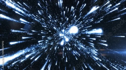 Abstract Digital Galaxy Speeding Through Space With Blue Light Streaks