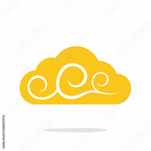 Yellow Cloud Symbol with Swirls