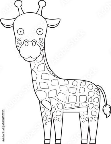 Easy coloring cartoon vector illustration of a giraffe wolf isolated on white background