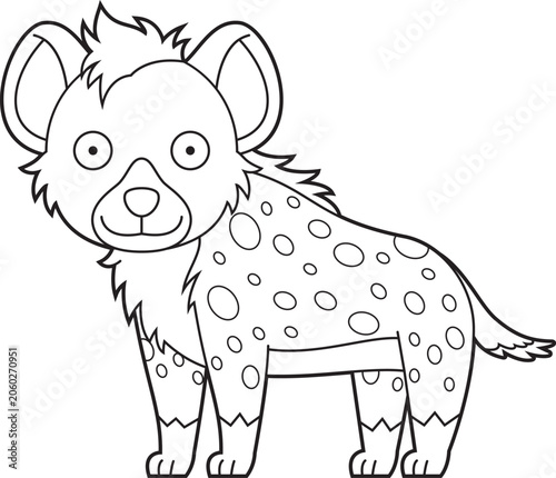 Easy coloring cartoon vector illustration of a hyena isolated on white background