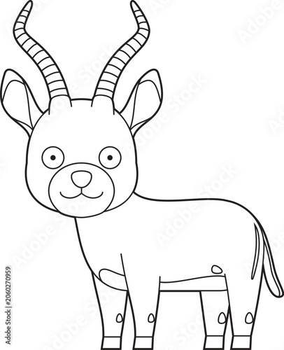 Easy coloring cartoon vector illustration of an impala isolated on white background