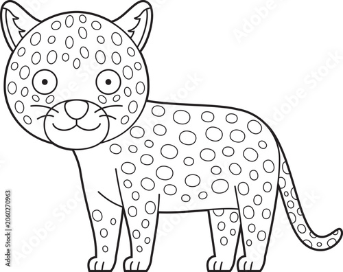 Easy coloring cartoon vector illustration of a leopard isolated on white background