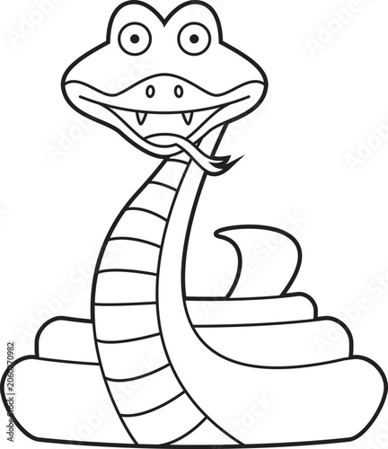 Easy coloring cartoon vector illustration of a snake isolated on white background