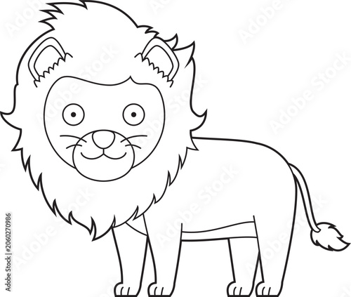 Easy coloring cartoon vector illustration of a lion isolated on white background