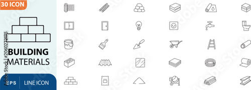 Konstfotografi Building materials icon set