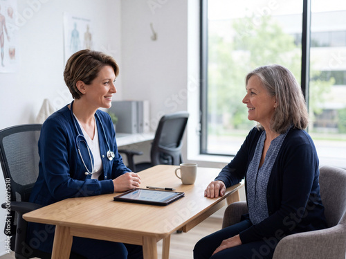 Doctor consulting patient in modern clinic office