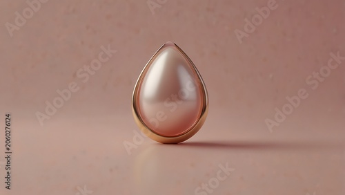 Elegant Minimalist Concept Featuring a Single Pristine White Pearl Suspended Inside a Luxurious Golden Teardrop Shape Against a Soft Pastel Background Symbolizing Value Luxury and Sophistication