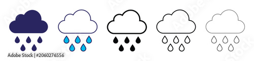 Fotografía Set of rainy weather forecast with raindrops and  weather interface