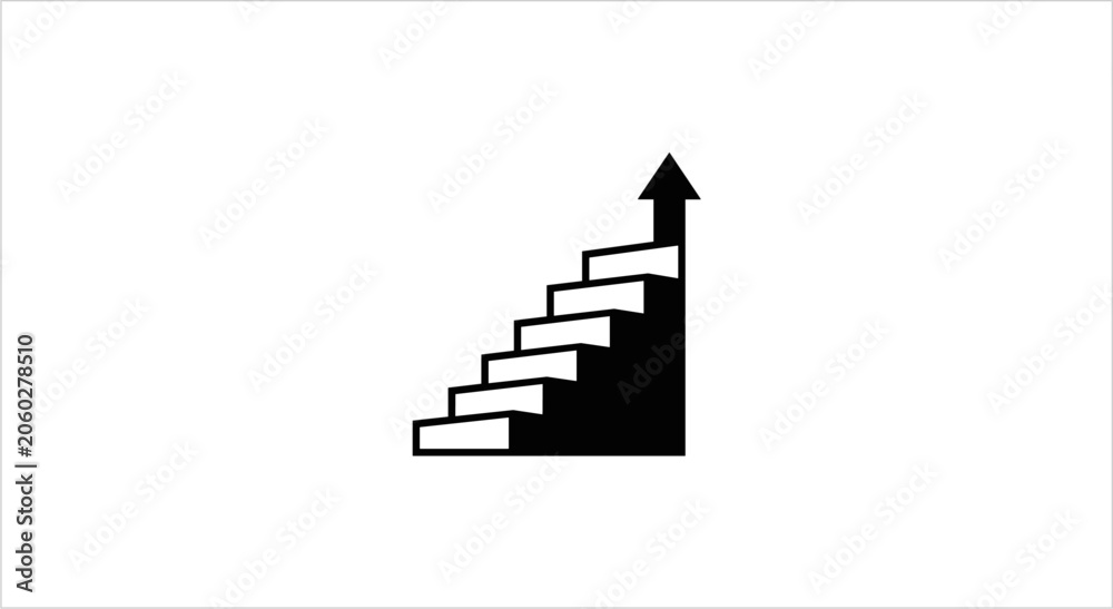 Obraz premium Black Staircase with Upward Arrow Symbolizing Growth.
