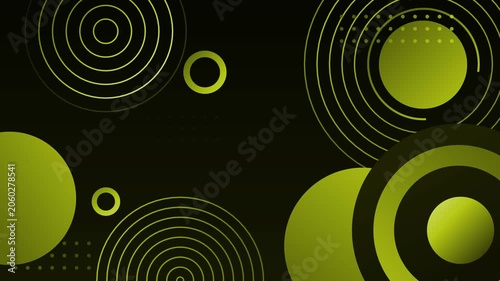 Abstract background with concentric circles and gradient spheres animation