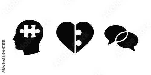 Photos Mental Health Icons Featuring Brain, Communication, Counseling, and Wellness Sym