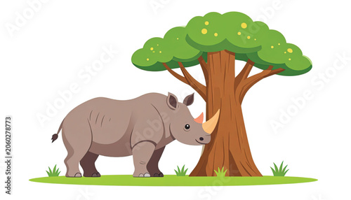 Large Gray Rhinoceros Mammal Animal.