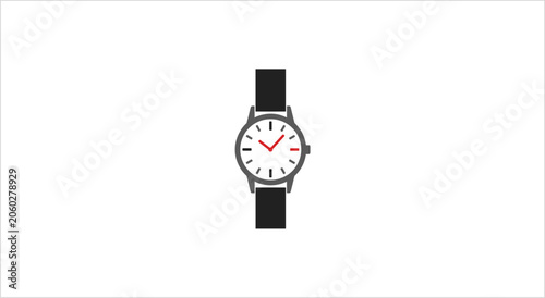 Bild auf Leinwand Classic Wristwatch with Black Leather Strap and White Dial.