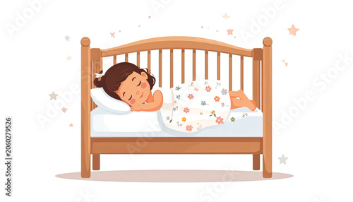 Little girl sleeping in bed.