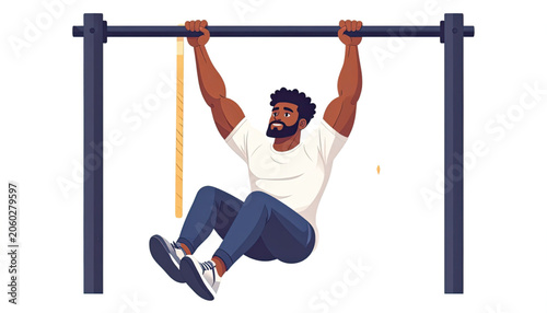 Man doing pull ups exercise.