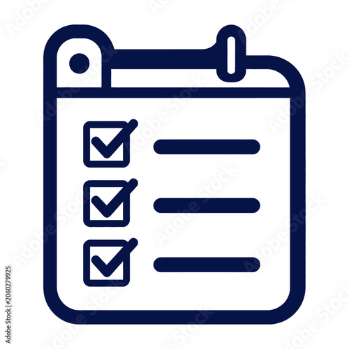 Checklist icon vector outline with three checked tasks in minimal style
