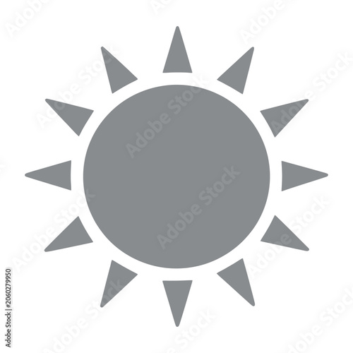 Minimalist sun icon vector with geometric rays outline design