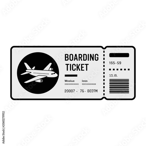 Boarding ticket airplane flight pass vector with no smoking symbol
