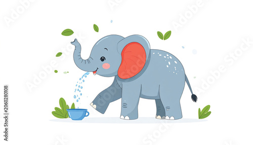 Gray elephant with red ear.