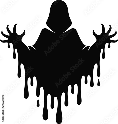 Photos Ghost silhouette reaching with claw hands and dripping liquid effect for creepy halloween decoration