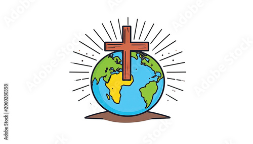 Globe with Cross on Top Symbol.