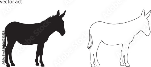 Bild auf Leinwand Donkey vector silhouette Set, animal donkey vector Isolated illustration white b