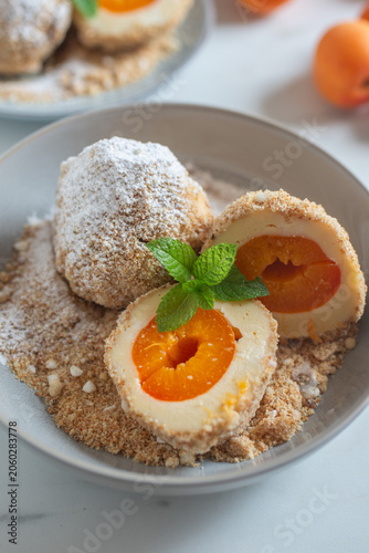 Austrian and czech sweet dessert apricot dumplings